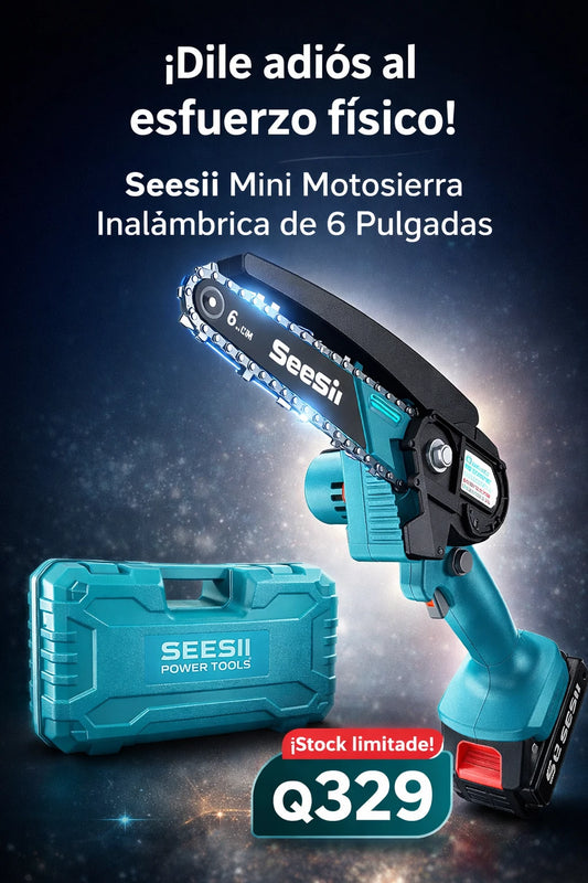 Seesii Mini Motosierra Inalámbrica de 6 Pulgadas con 2 Baterías de 21V