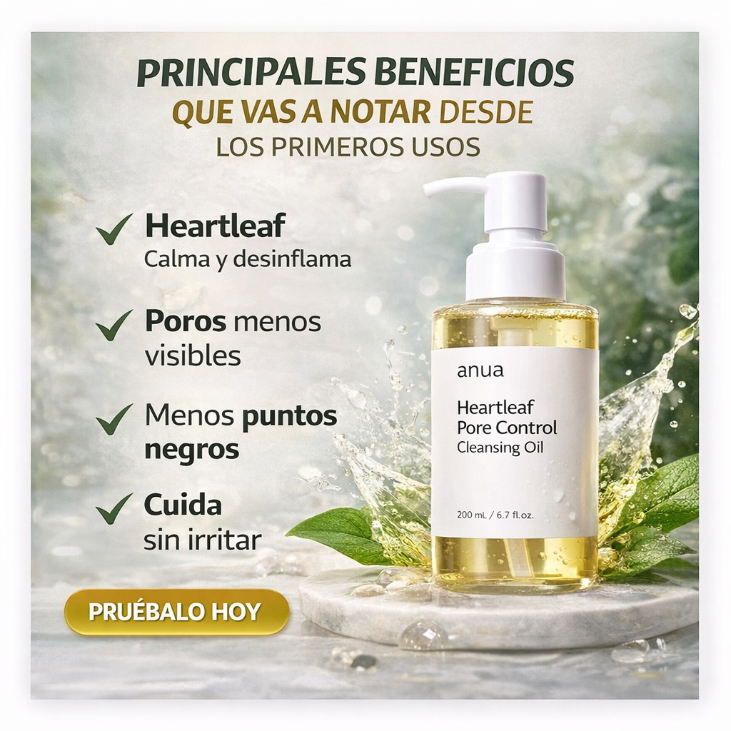 Anua™ Aceite limpiador que Elimina la grasa y suciedad de tus poros desde el primer uso