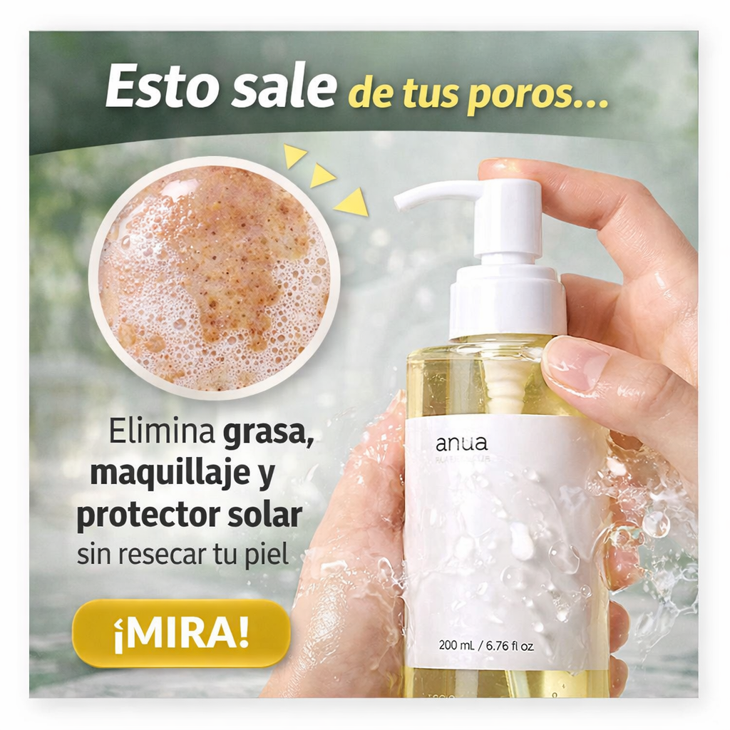 Anua™ Aceite limpiador que Elimina la grasa y suciedad de tus poros desde el primer uso